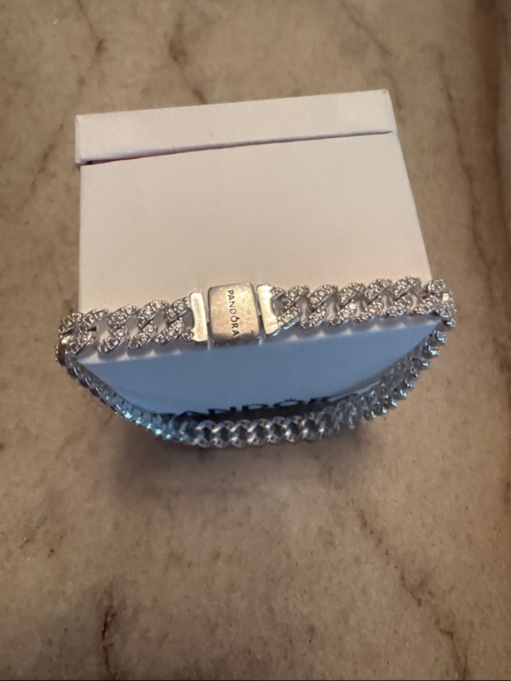 Pandora Sparkling Silver CZ Cuban Link Bracelet - Picture 7 of 12
